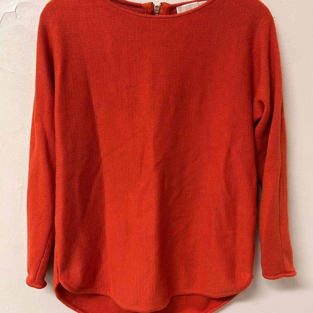 Michael Kors Bold Orange half zip top pullover Sweater size small‎